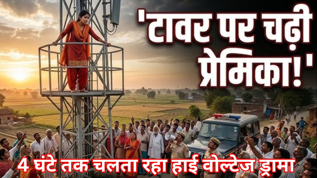 Girlfriend climbed the electricity tower